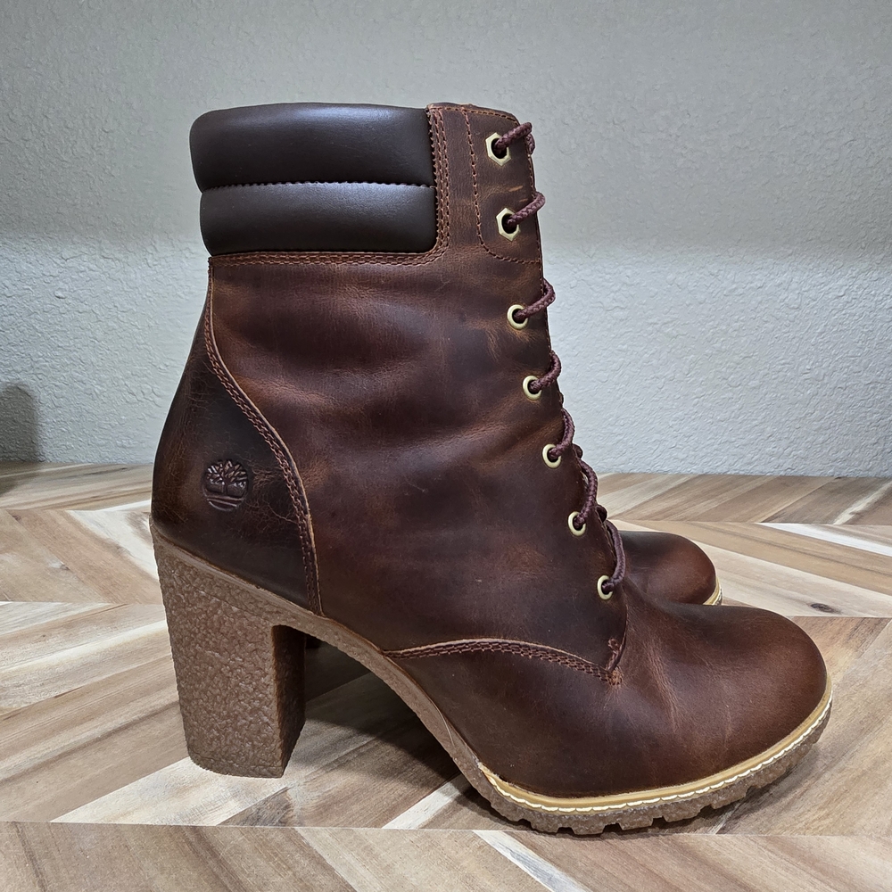 Timberland Women's Brown Tillston Leather Heeled Boots